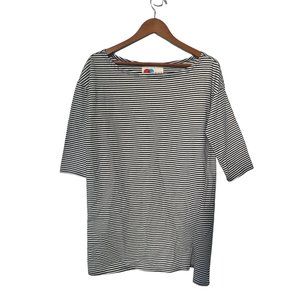 Free People FP Beach Stripe Tunic Top Womens S Elbow Sleeve Blue & White Cotton